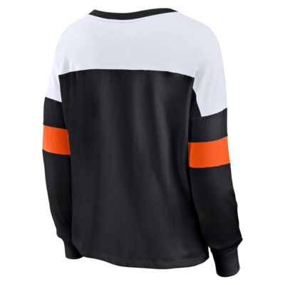 MLB Fanatics San Francisco Giants Even Match Lace-Up Long Sleeve V-Neck T-Shirt