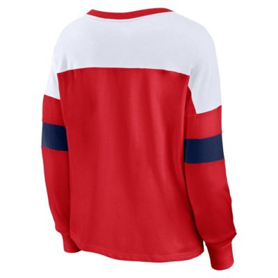 MLB Fanatics St. Louis Cardinals Even Match Lace-Up Long Sleeve V-Neck T-Shirt