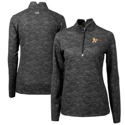 MLB Oakland Athletics Traverse Print Stretch Quarter-Zip Pullover Top