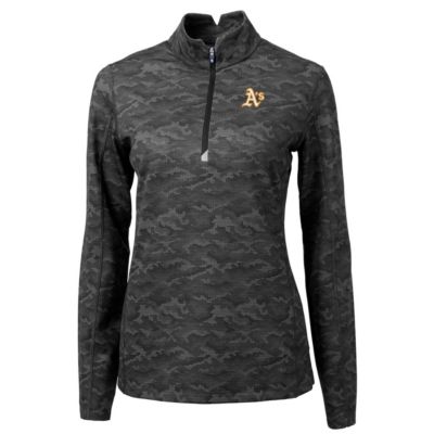 MLB Oakland Athletics Traverse Print Stretch Quarter-Zip Pullover Top