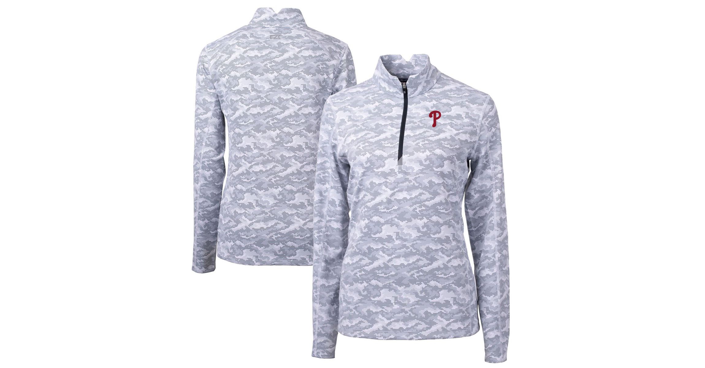 MLB Philadelphia Phillies Traverse Print Stretch Quarter-Zip Pullover Top