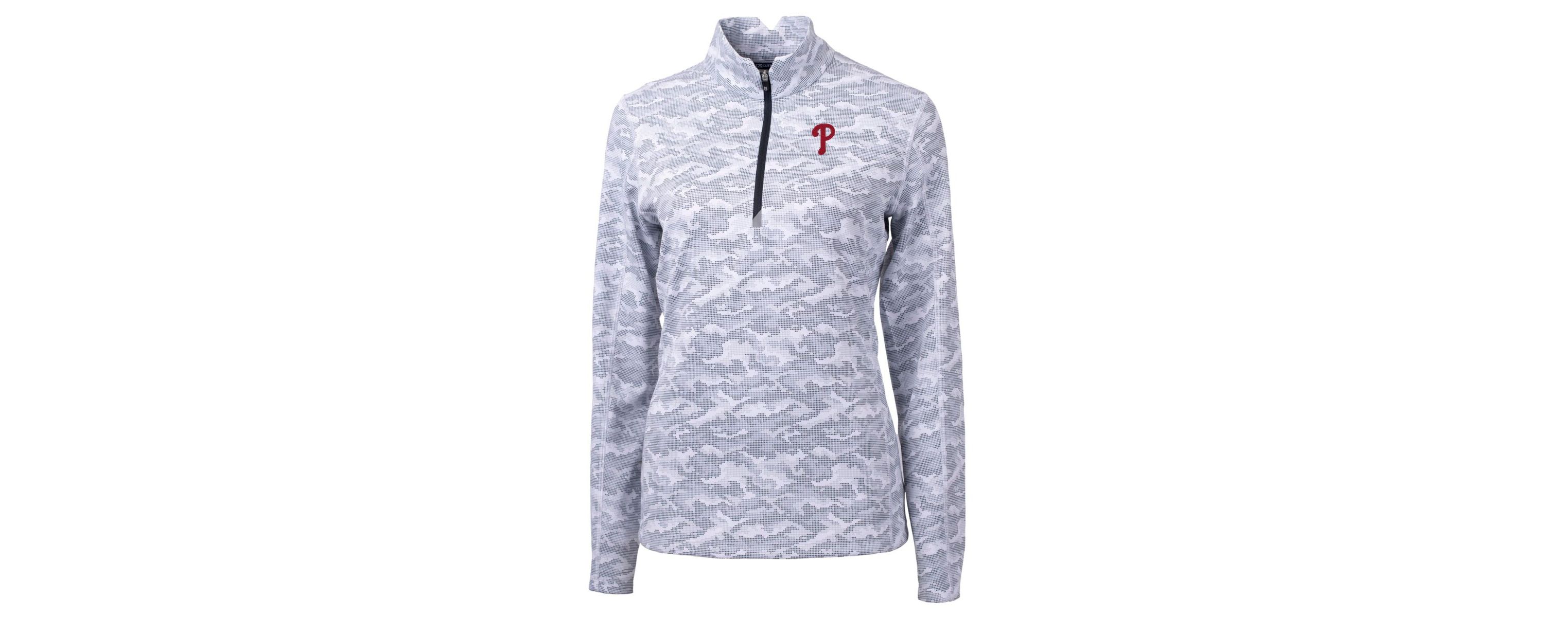 MLB Philadelphia Phillies Traverse Print Stretch Quarter-Zip Pullover Top
