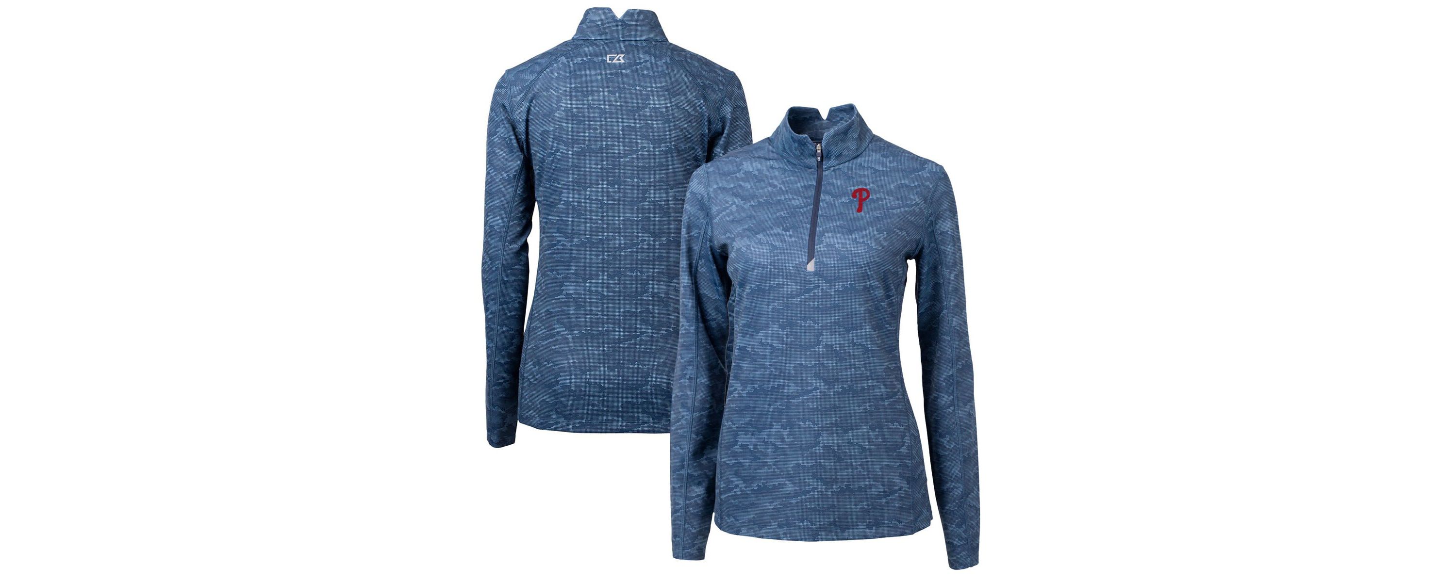 MLB Philadelphia Phillies Traverse Print Stretch Quarter-Zip Pullover Top