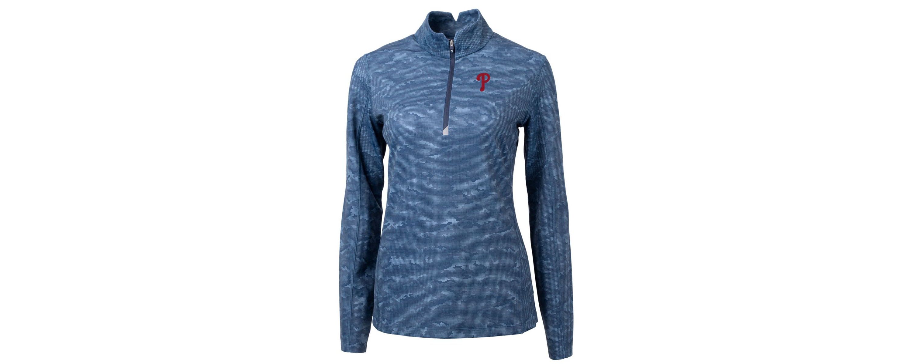 MLB Philadelphia Phillies Traverse Print Stretch Quarter-Zip Pullover Top