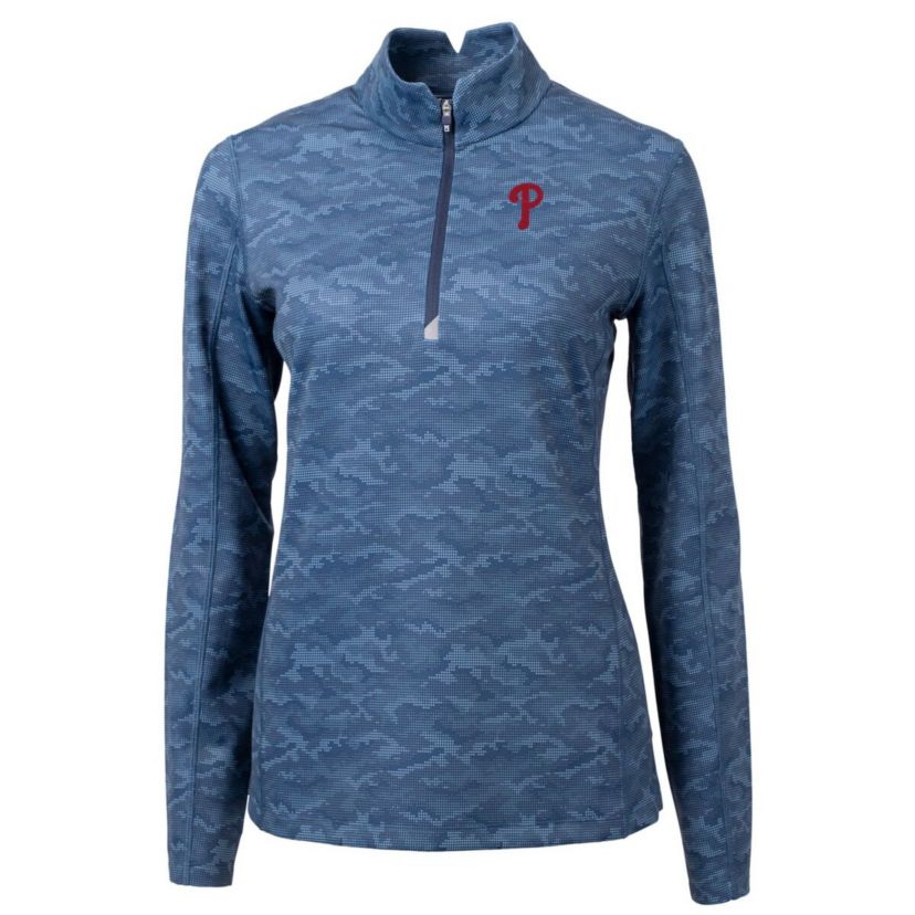 MLB Philadelphia Phillies Traverse Print Stretch Quarter-Zip Pullover Top