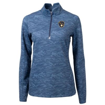 MLB Milwaukee Brewers Traverse Print Stretch Quarter-Zip Pullover Top