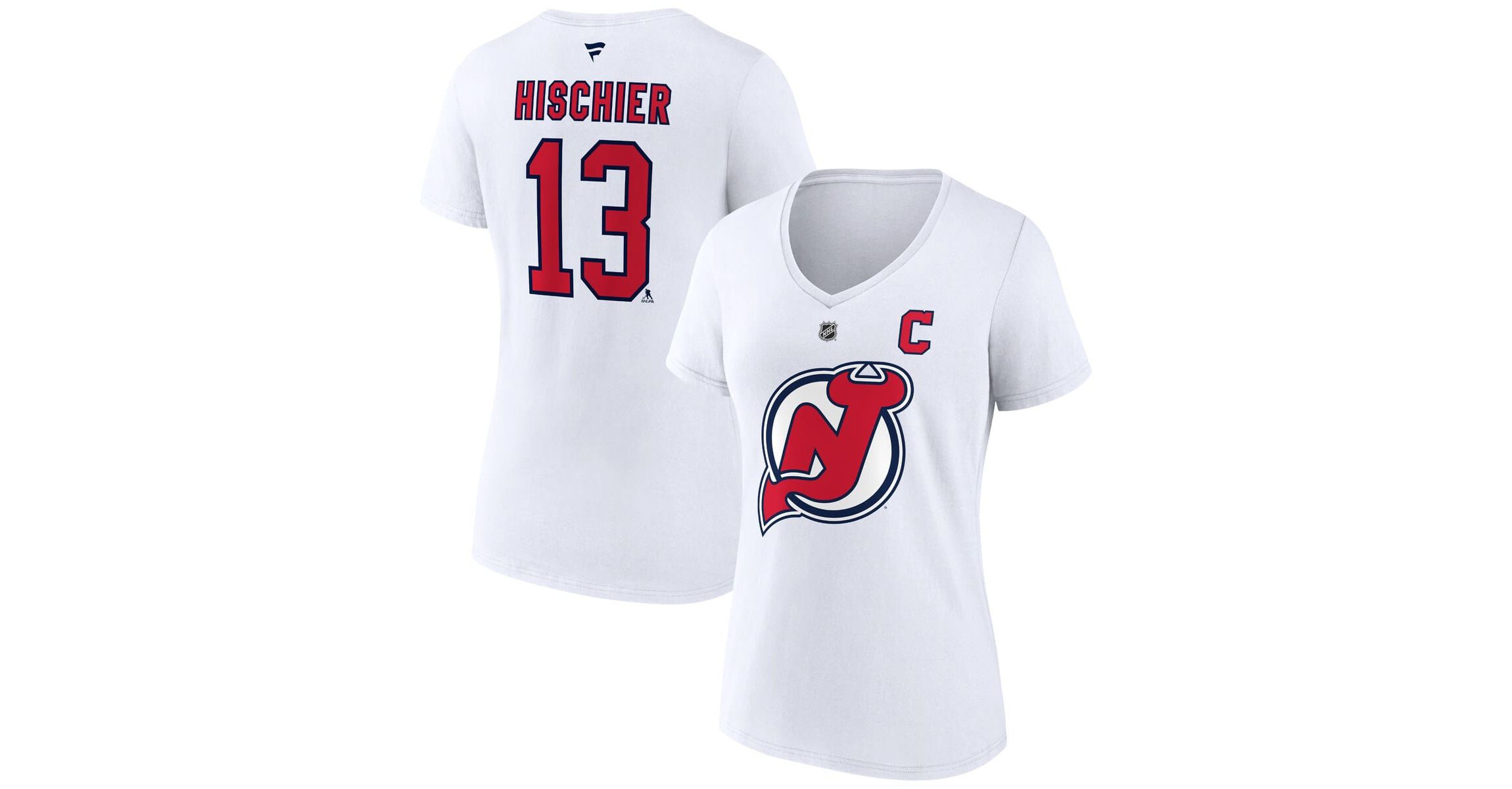 NHL Fanatics Nico Hischier New Jersey Devils Special Edition 2.0 Name & Number V-Neck T-Shirt