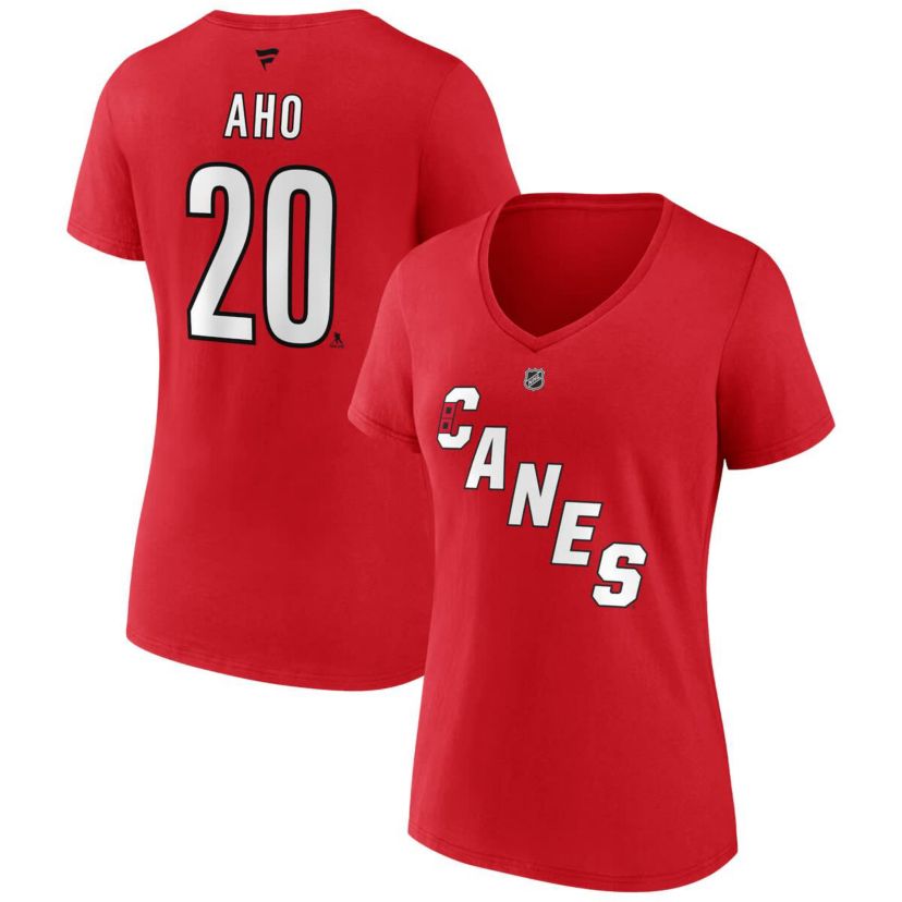 NHL Fanatics Sebastian Aho Carolina Hurricanes Special Edition 2.0 Name & Number V-Neck T-Shirt