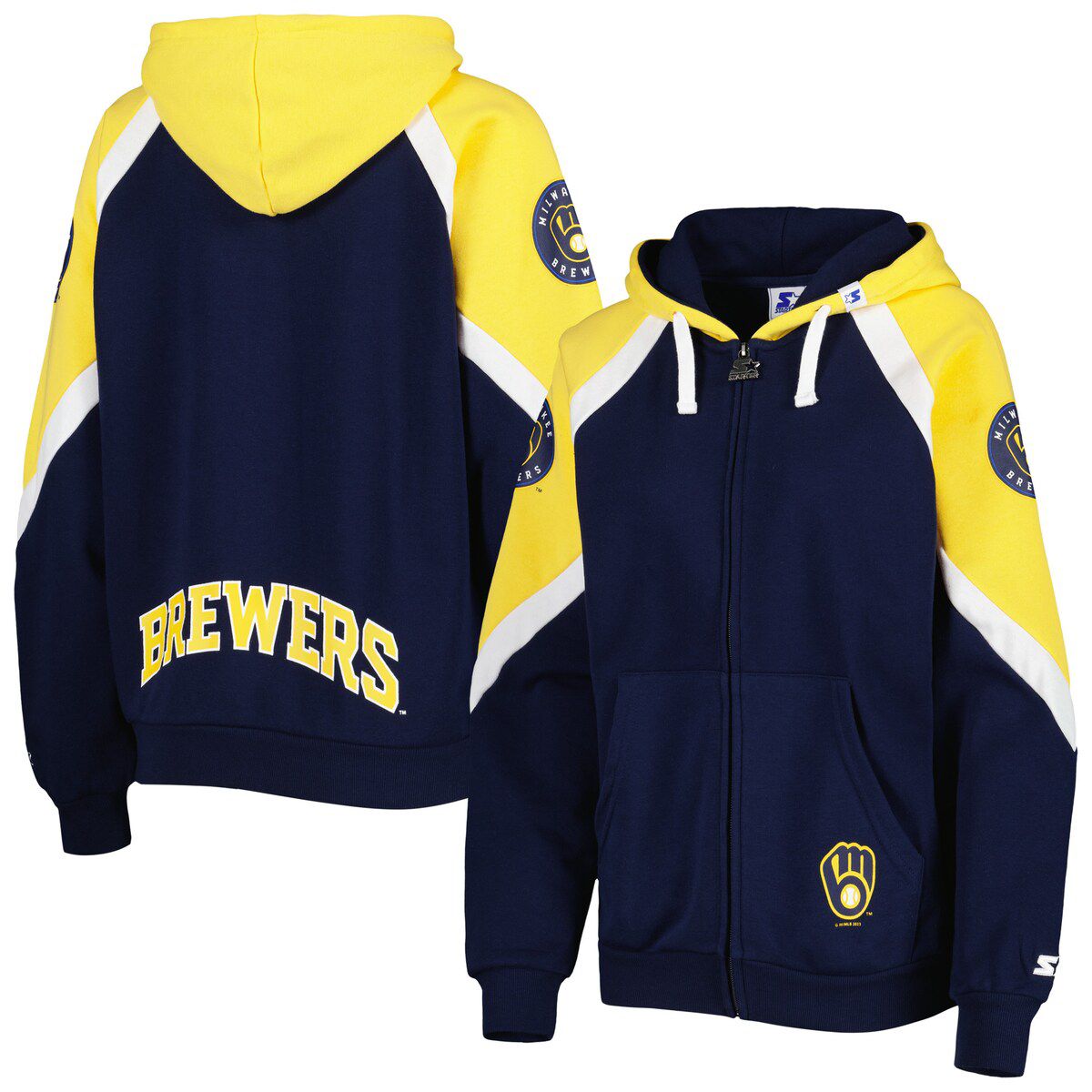 MLB Navy/Gold Milwaukee Brewers Hail Mary Full-Zip Hoodie