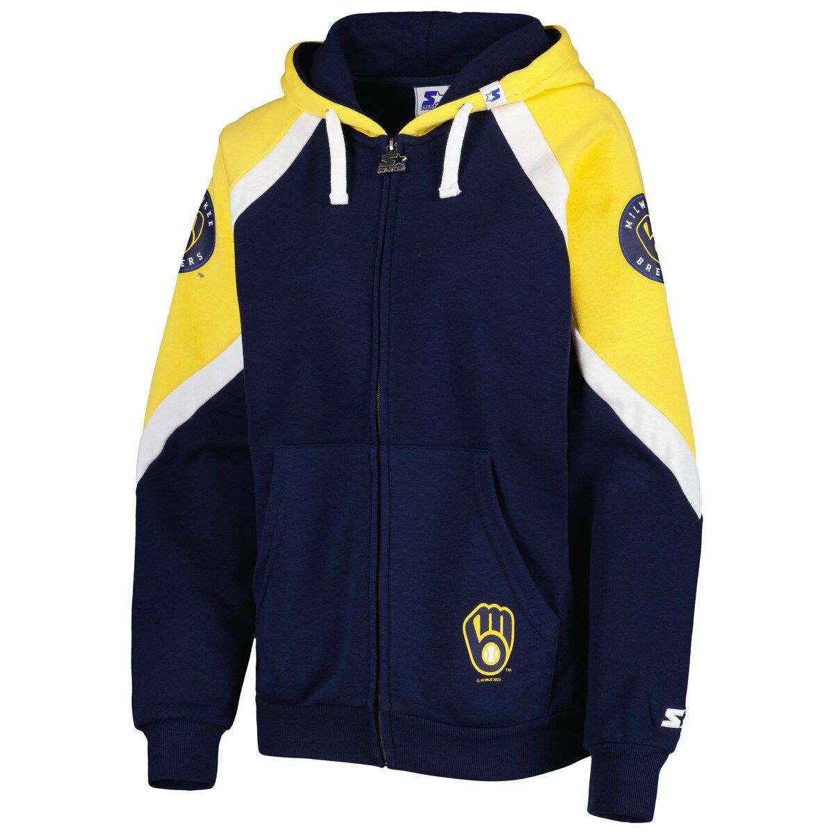 MLB Navy/Gold Milwaukee Brewers Hail Mary Full-Zip Hoodie