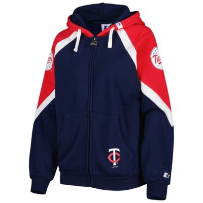 MLB Navy/Red Minnesota Twins Hail Mary Full-Zip Hoodie