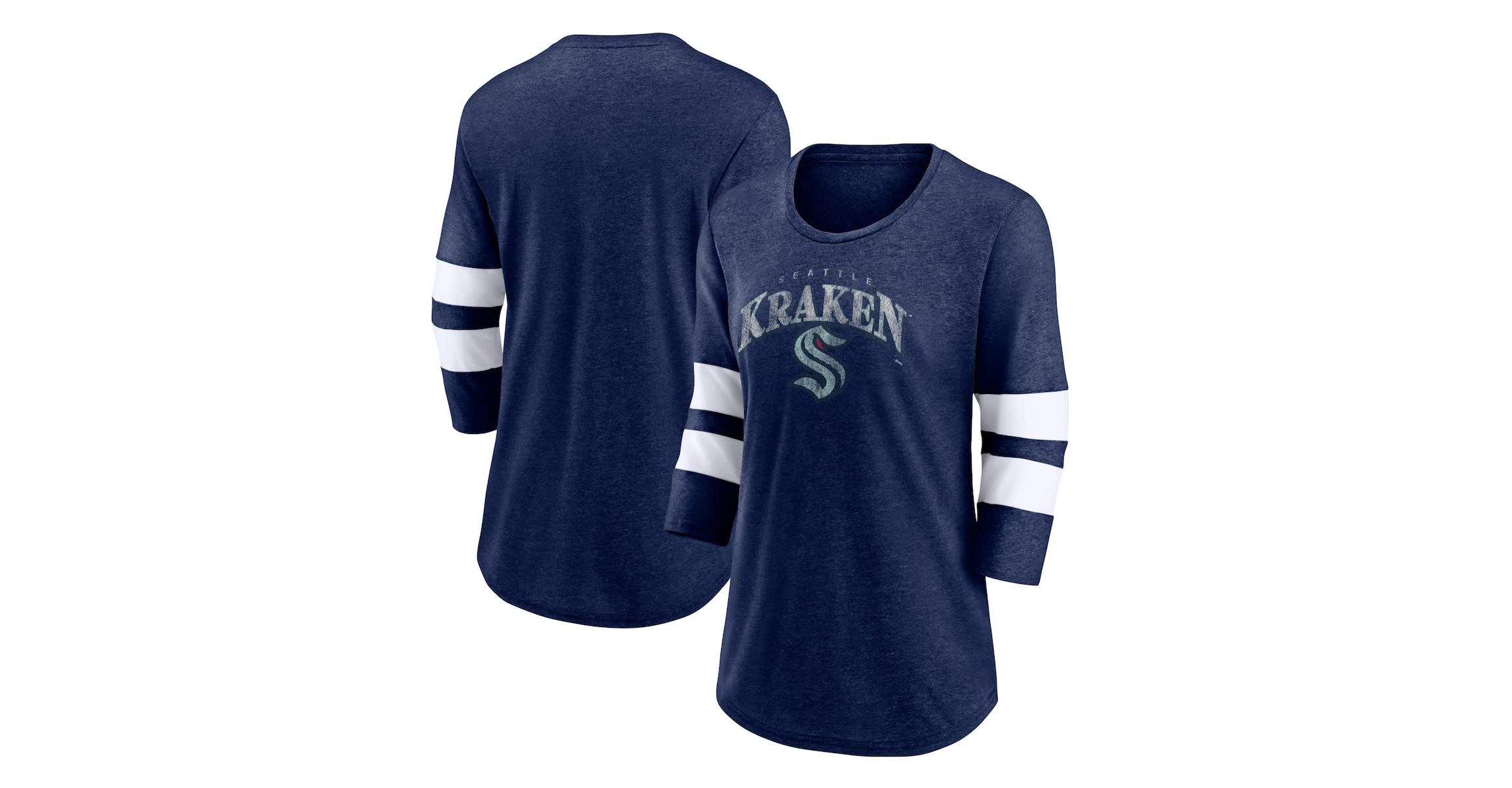 NHL Fanatics Deep Sea Seattle Kraken Special Edition 2.0 Barn Burner 3/4 Sleeve T-Shirt