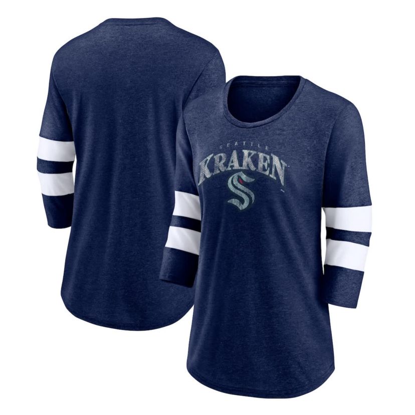 NHL Fanatics Deep Sea Seattle Kraken Special Edition 2.0 Barn Burner 3/4 Sleeve T-Shirt