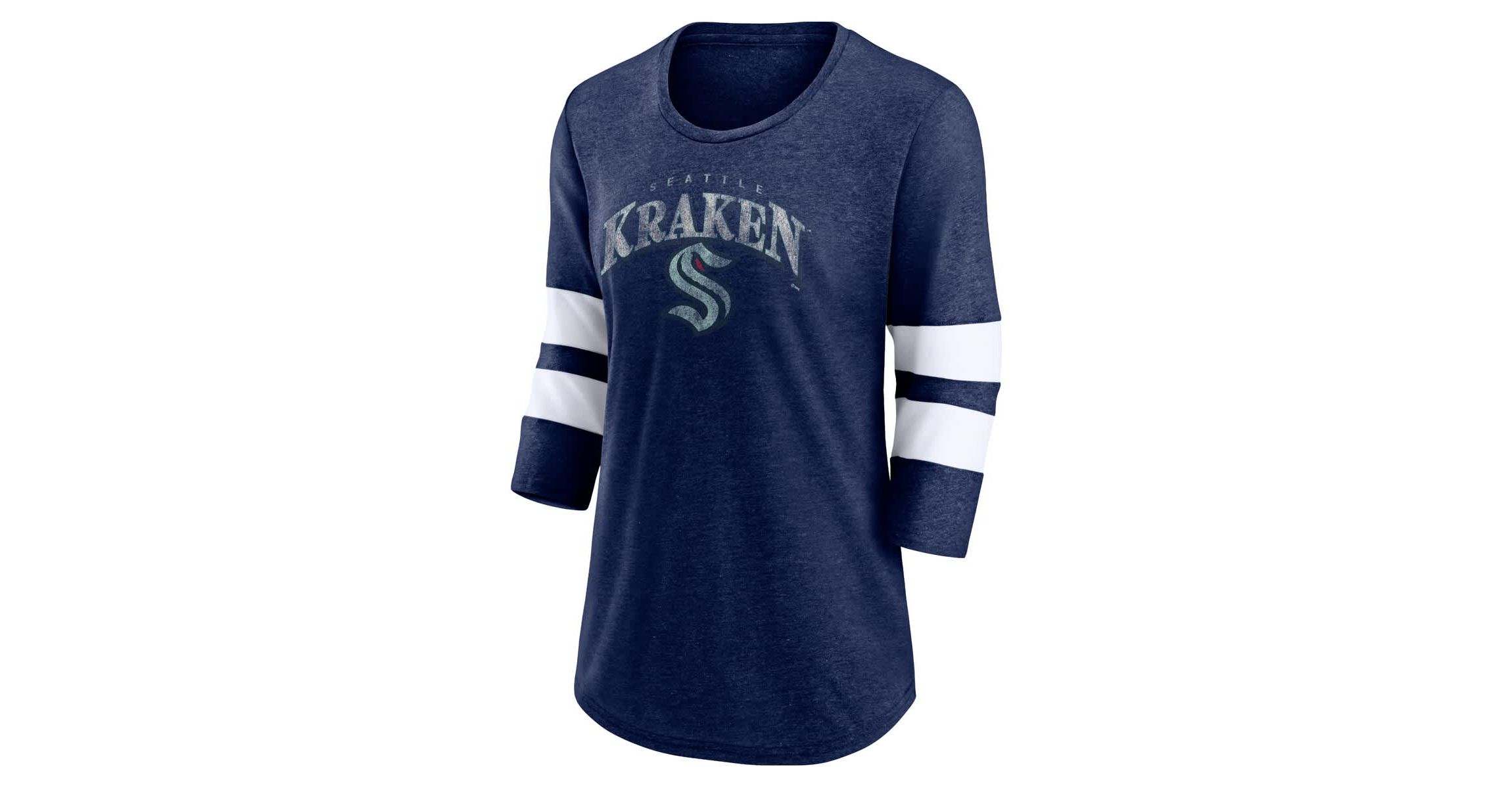 NHL Fanatics Deep Sea Seattle Kraken Special Edition 2.0 Barn Burner 3/4 Sleeve T-Shirt