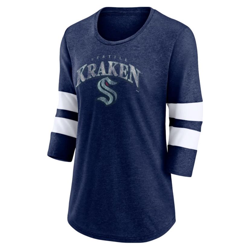 NHL Fanatics Deep Sea Seattle Kraken Special Edition 2.0 Barn Burner 3/4 Sleeve T-Shirt