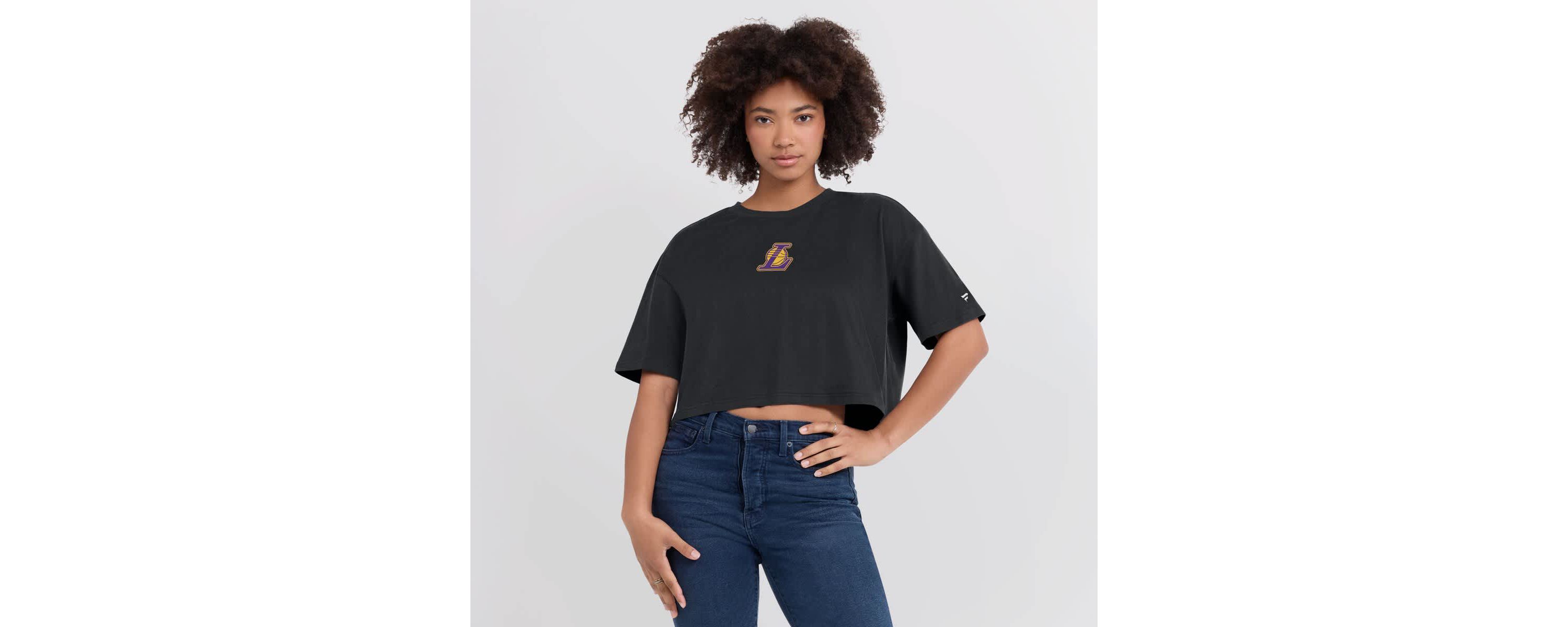 NBA Fanatics Los Angeles Lakers Elements Super Soft Boxy Cropped T-Shirt