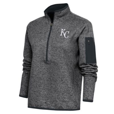 Antigua Women's MLB Kansas City Royals Logo Fortune Quarter-Zip Pullover Jacket, Grey, Large