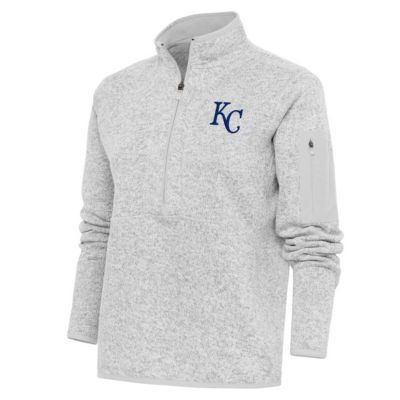 Antigua MLB Kansas City Royals Logo Fortune Quarter-Zip Pullover Jacket, Gray, Medium