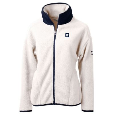 NCAA White/Navy Georgetown Hoyas Cascade Eco Sherpa Full-Zip Fleece Jacket