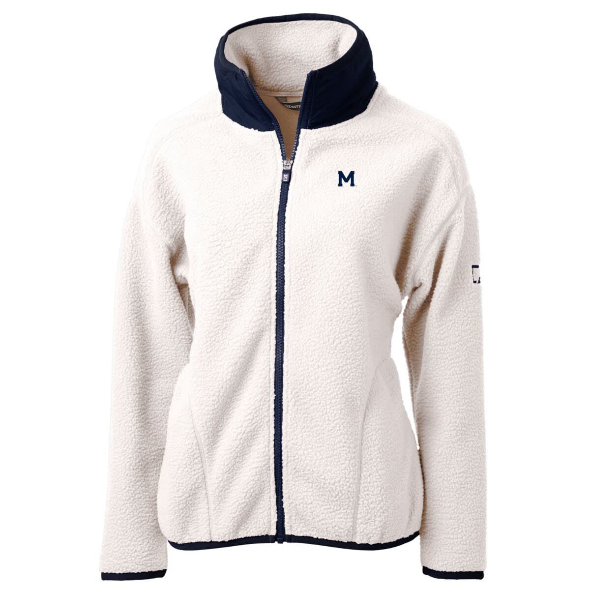 NCAA White/Navy Michigan Wolverines Cascade Eco Sherpa Full-Zip Fleece Jacket