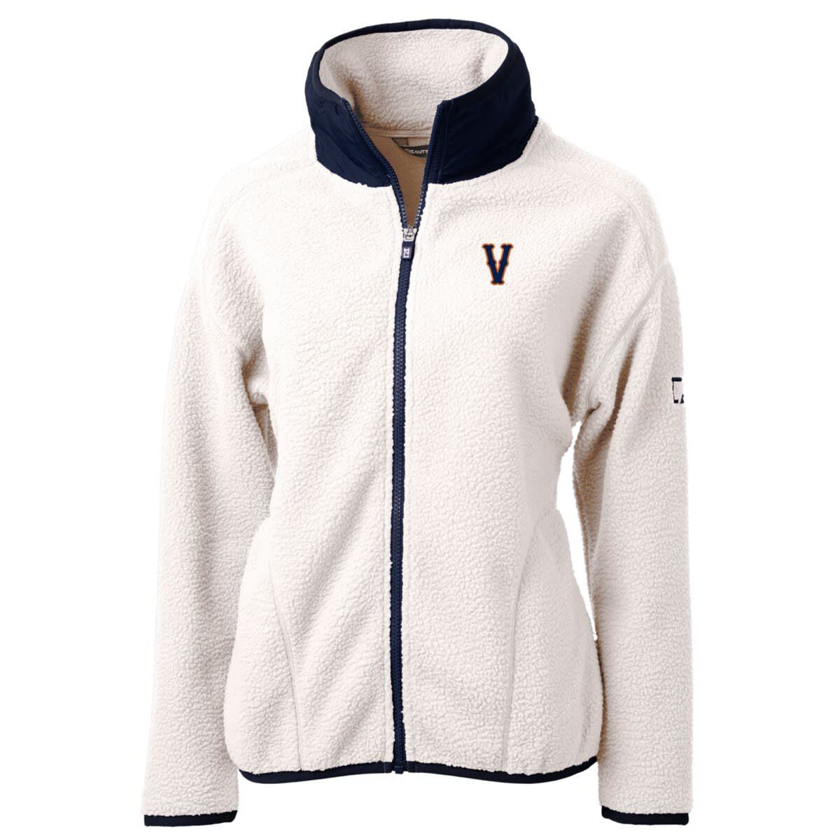 NCAA White/Navy Virginia Cavaliers Vintage Cascade Eco Sherpa Full-Zip Fleece Jacket