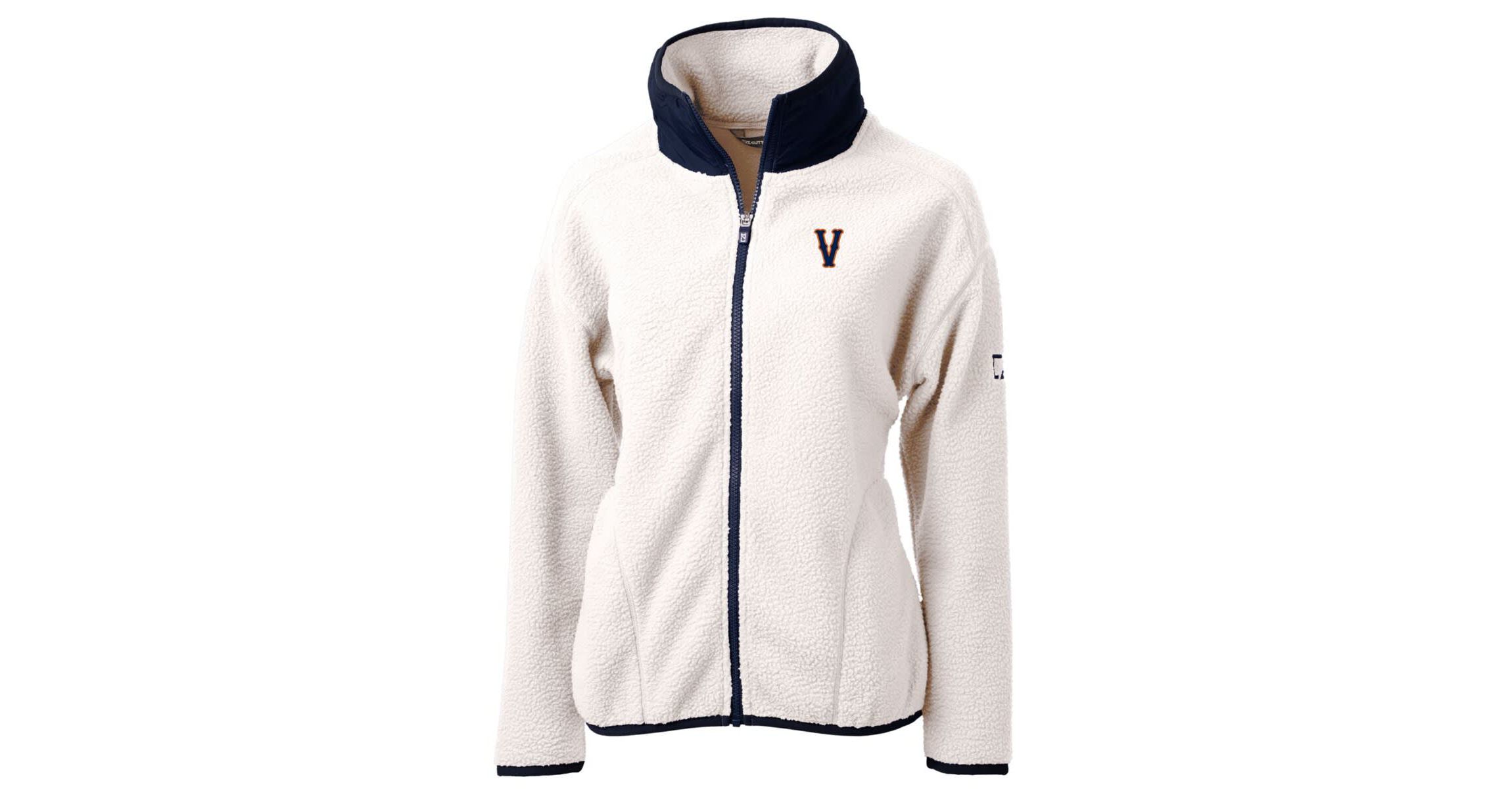 NCAA White/Navy Virginia Cavaliers Vintage Cascade Eco Sherpa Full-Zip Fleece Jacket