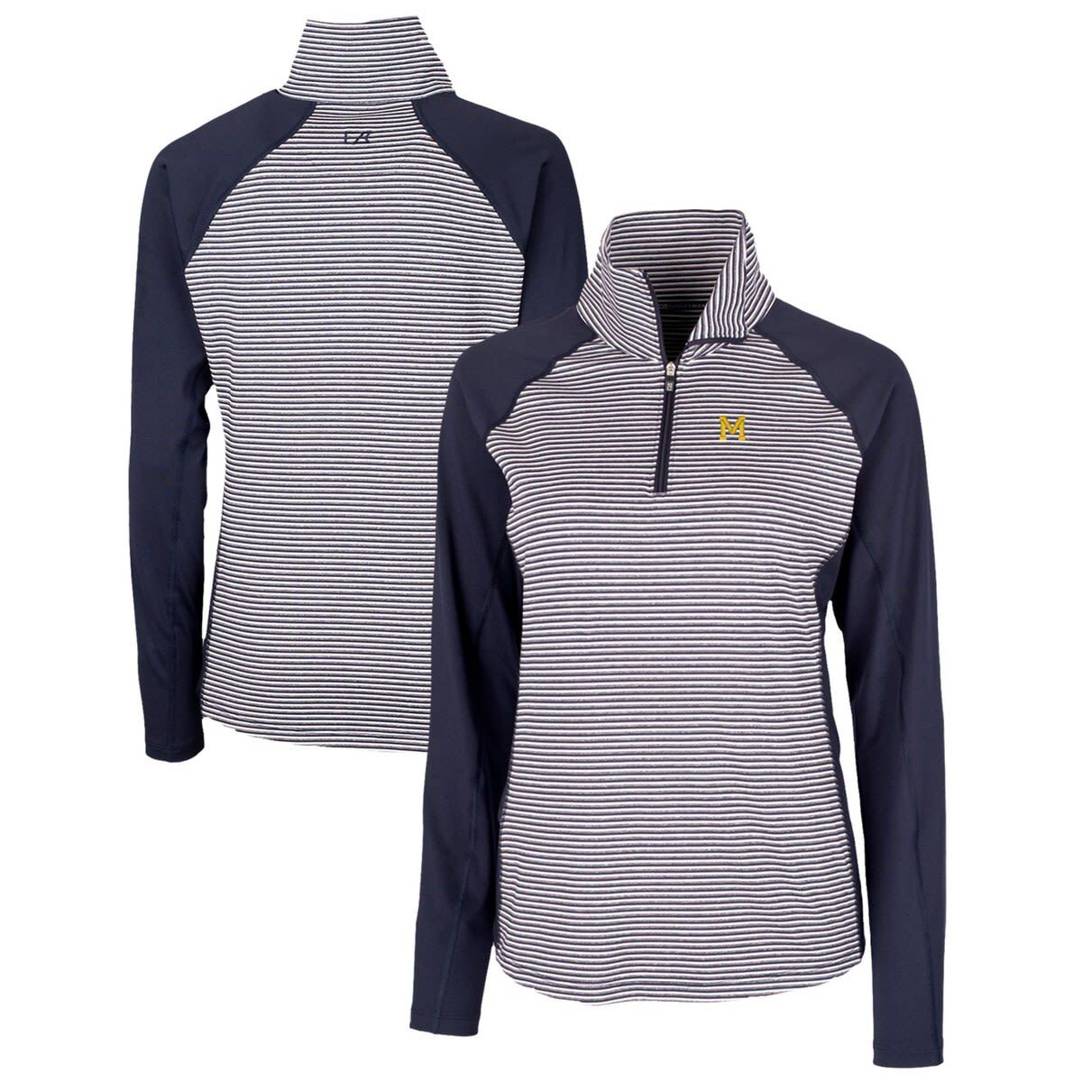 NCAA Michigan Wolverines Forge Tonal Stripe Stretch Half-Zip Pullover Top