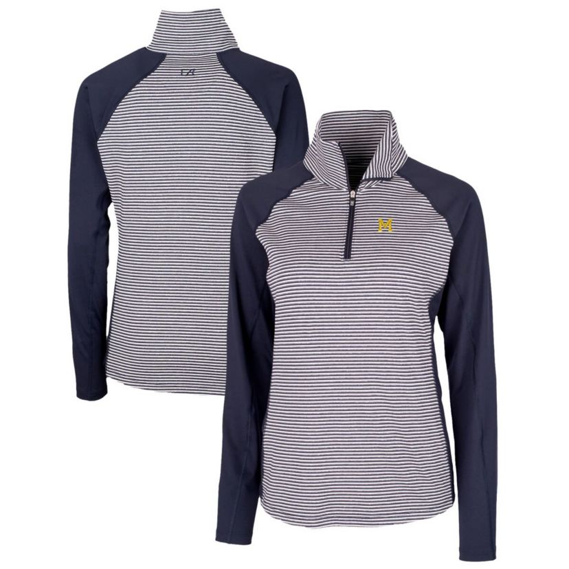 NCAA Michigan Wolverines Forge Tonal Stripe Stretch Half-Zip Pullover Top