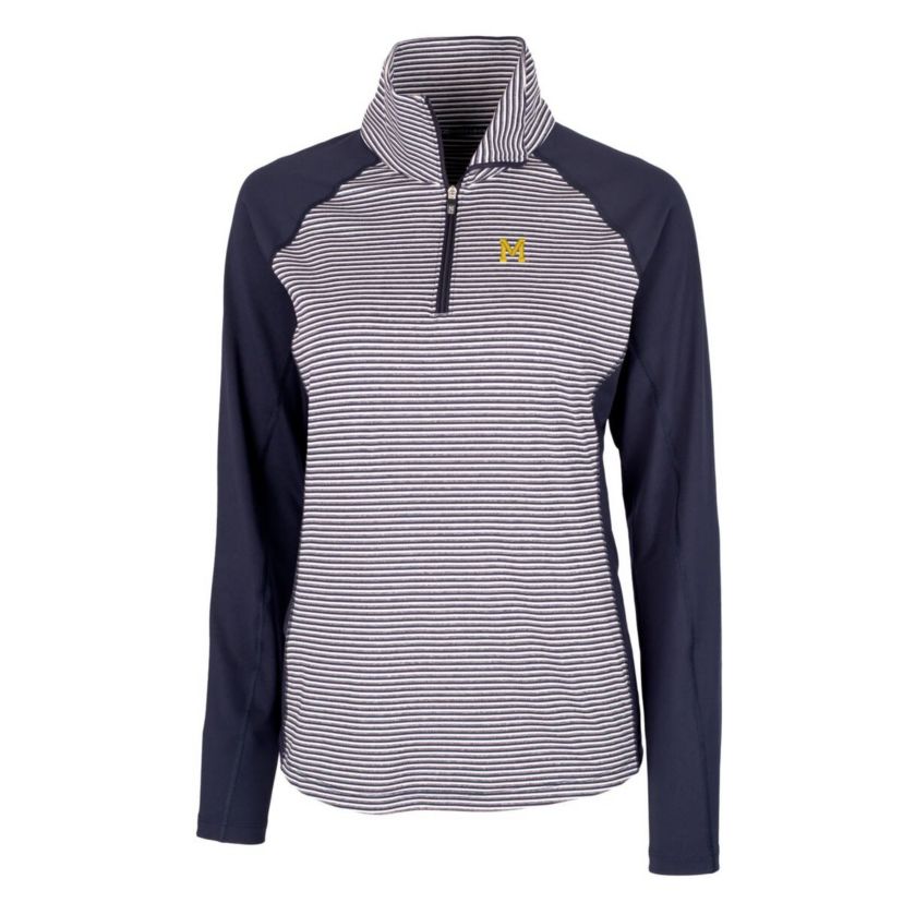 NCAA Michigan Wolverines Forge Tonal Stripe Stretch Half-Zip Pullover Top