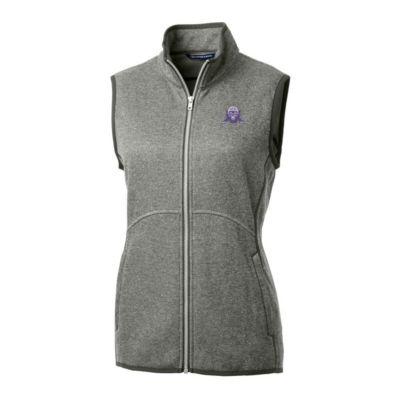 NCAA Heather Northwestern Wildcats Mainsail Basic Sweater-Knit Full-Zip Vest