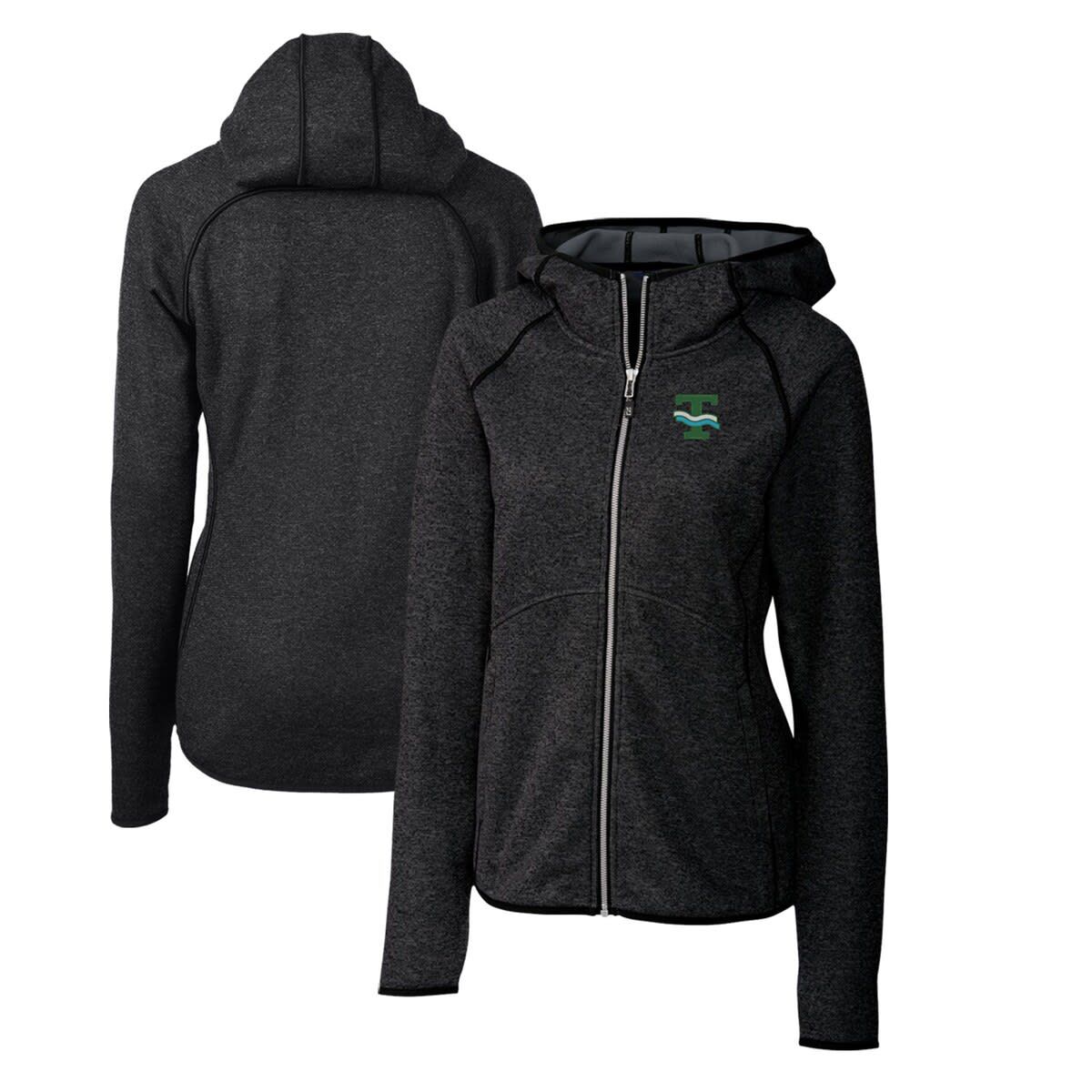 Tulane Green Wave NCAA Heather Tulane Wave Mainsail Sweater-Knit Full-Zip Hoodie