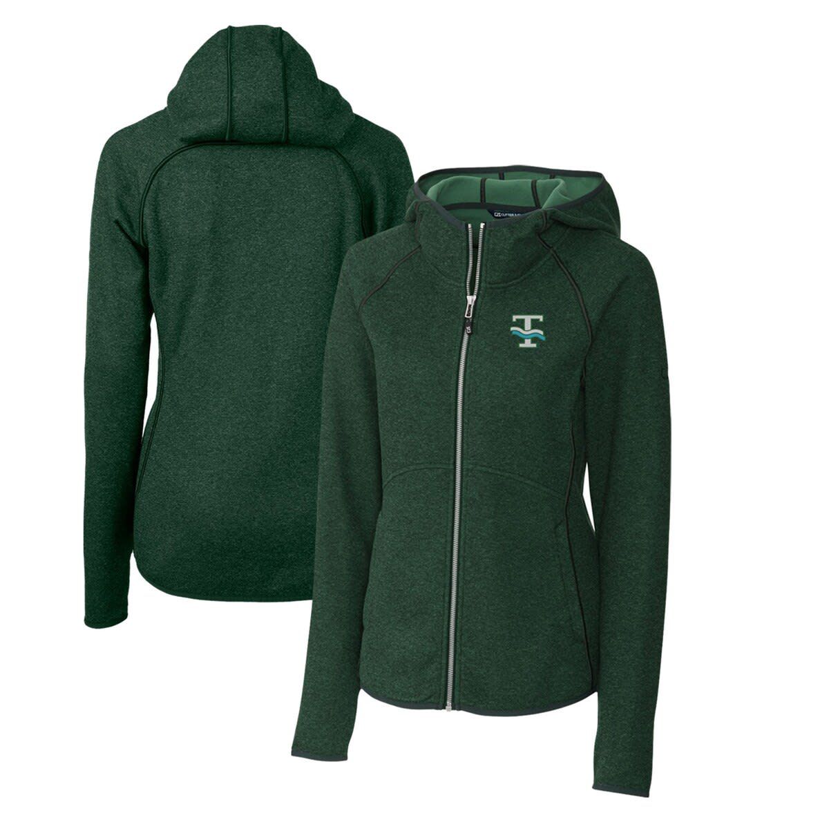 Tulane Green Wave NCAA Heather Tulane Wave Mainsail Sweater-Knit Full-Zip Hoodie