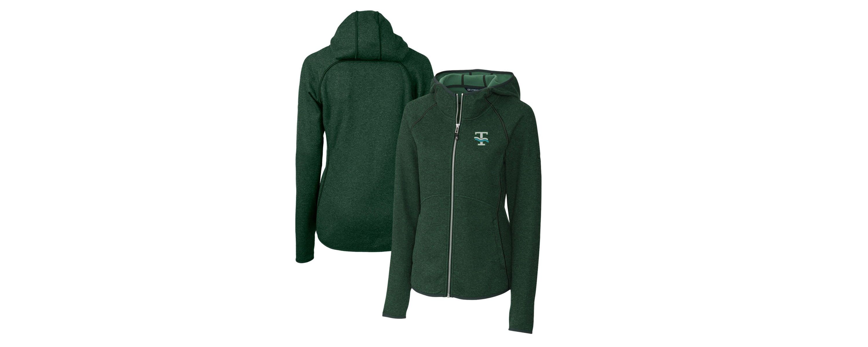 Tulane Green Wave NCAA Heather Tulane Wave Mainsail Sweater-Knit Full-Zip Hoodie