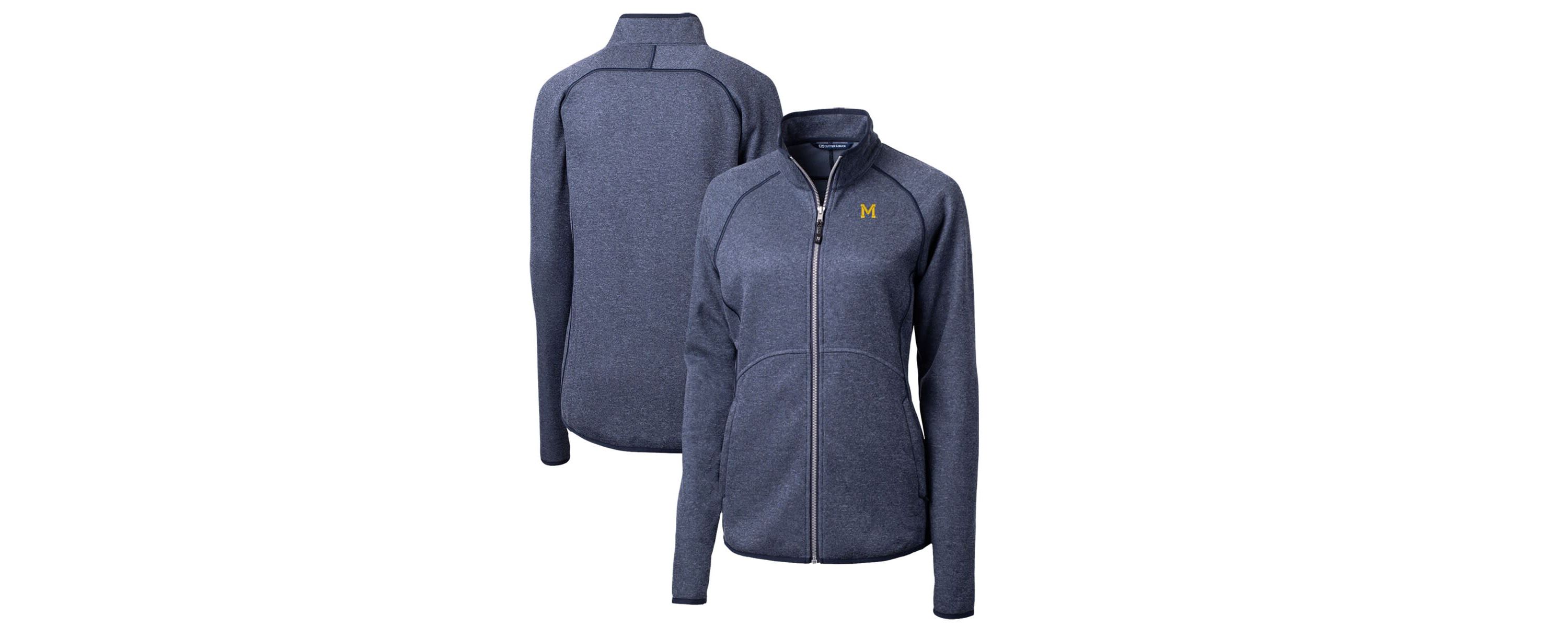 NCAA Heather Michigan Wolverines Mainsail Sweater-Knit Full-Zip Jacket