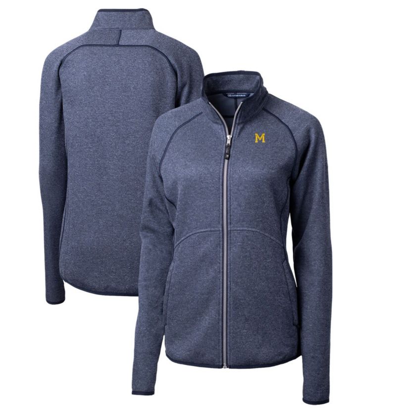 NCAA Heather Michigan Wolverines Mainsail Sweater-Knit Full-Zip Jacket