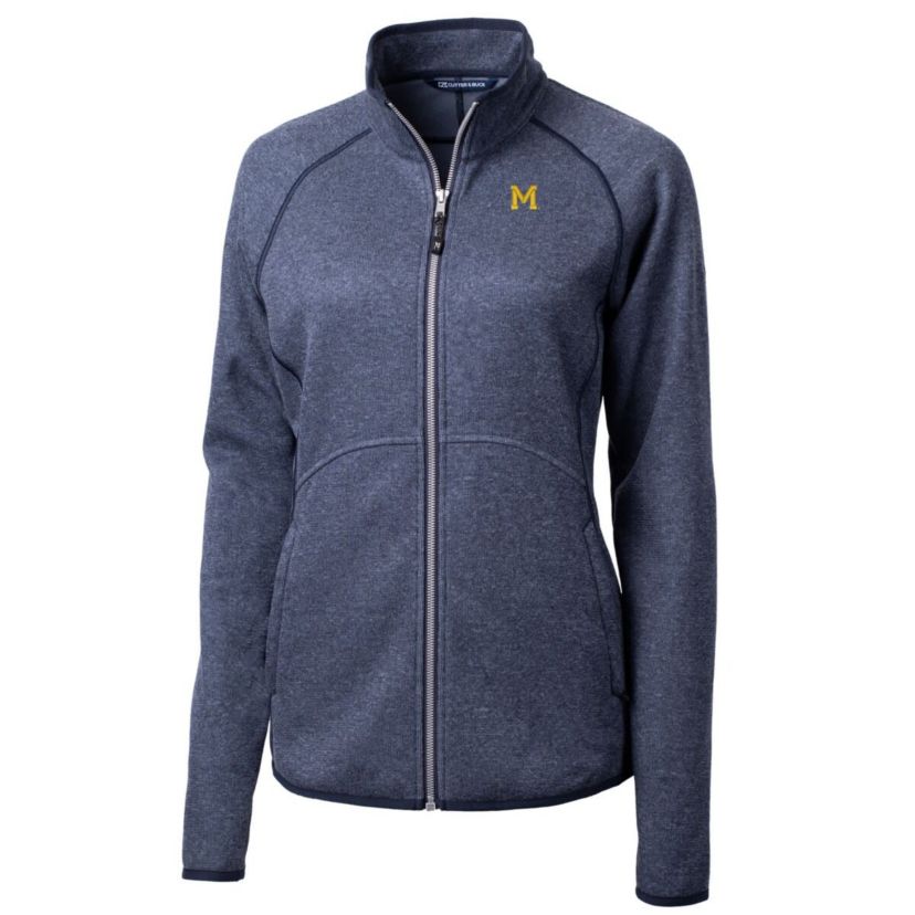 NCAA Heather Michigan Wolverines Mainsail Sweater-Knit Full-Zip Jacket