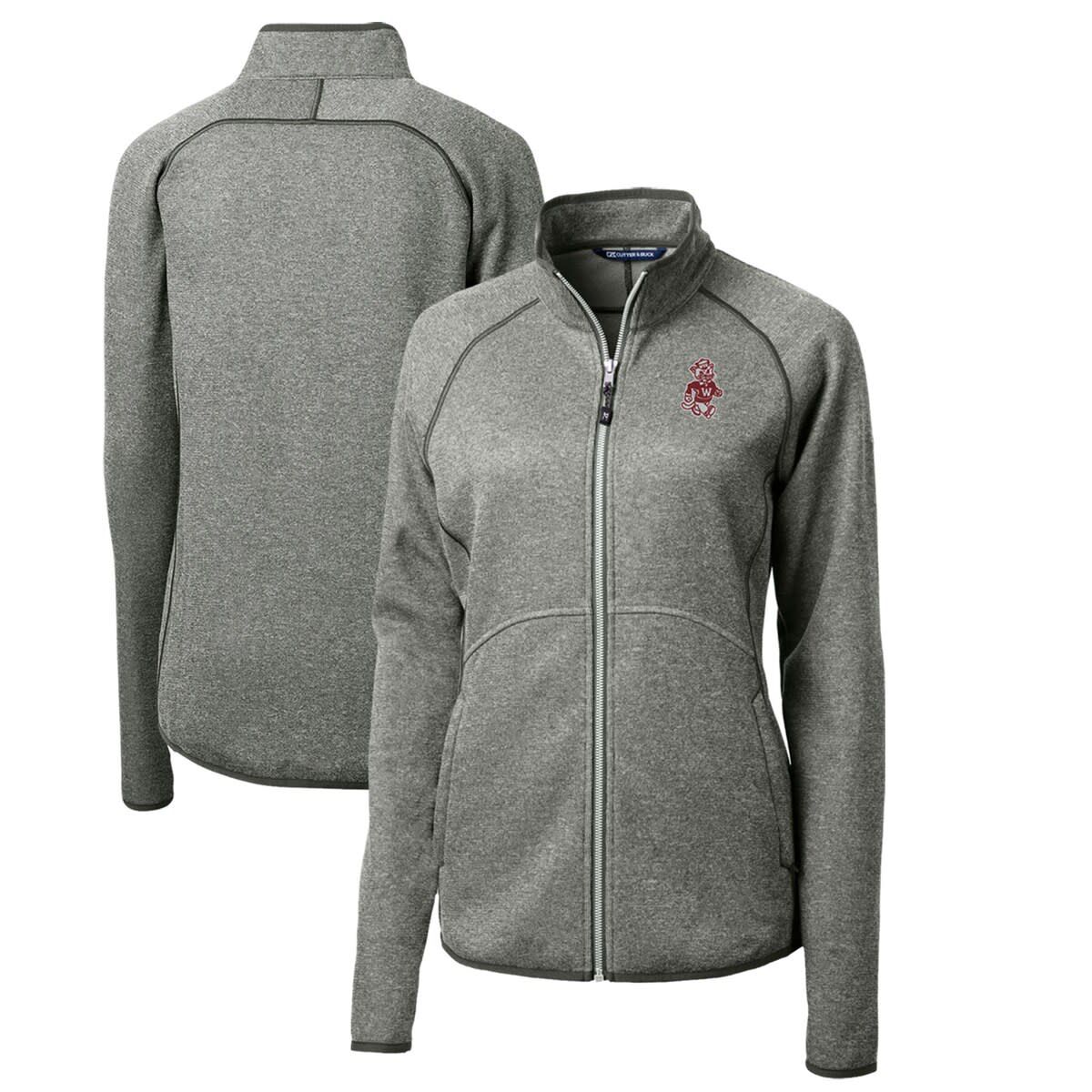 NCAA Heather Washington State Cougars Mainsail Sweater-Knit Full-Zip Jacket