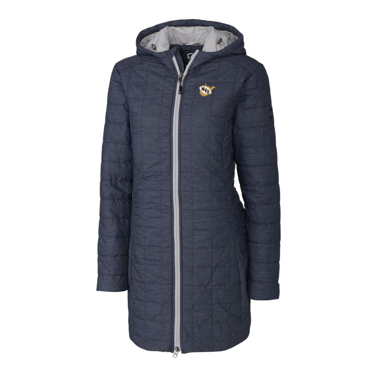 NCAA Heather West Virginia Mountaineers Vault Rainier Primaloft Eco Hooded Long Coat