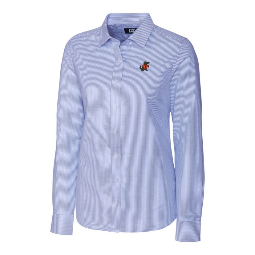 NCAA Powder Florida Gators Oxford Stripe Stretch Long Sleeve Button-Up Shirt