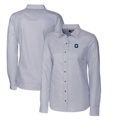 NCAA Georgetown Hoyas Oxford Stripe Stretch Long Sleeve Button-Up Shirt