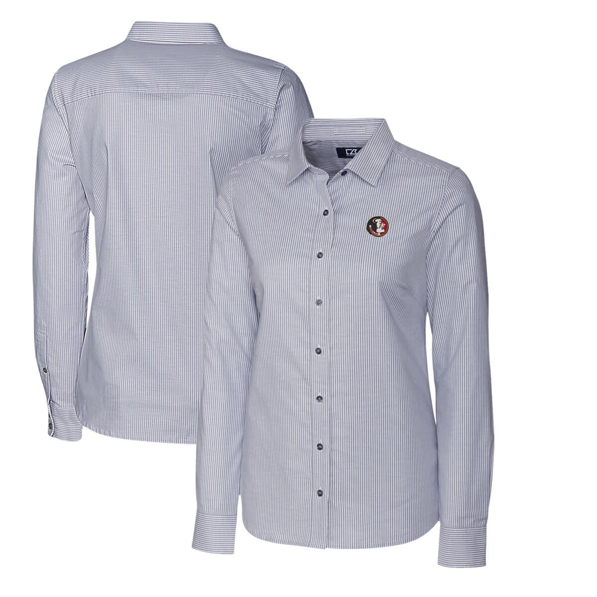 NCAA Florida State Seminoles Oxford Stripe Stretch Long Sleeve Button-Up Shirt