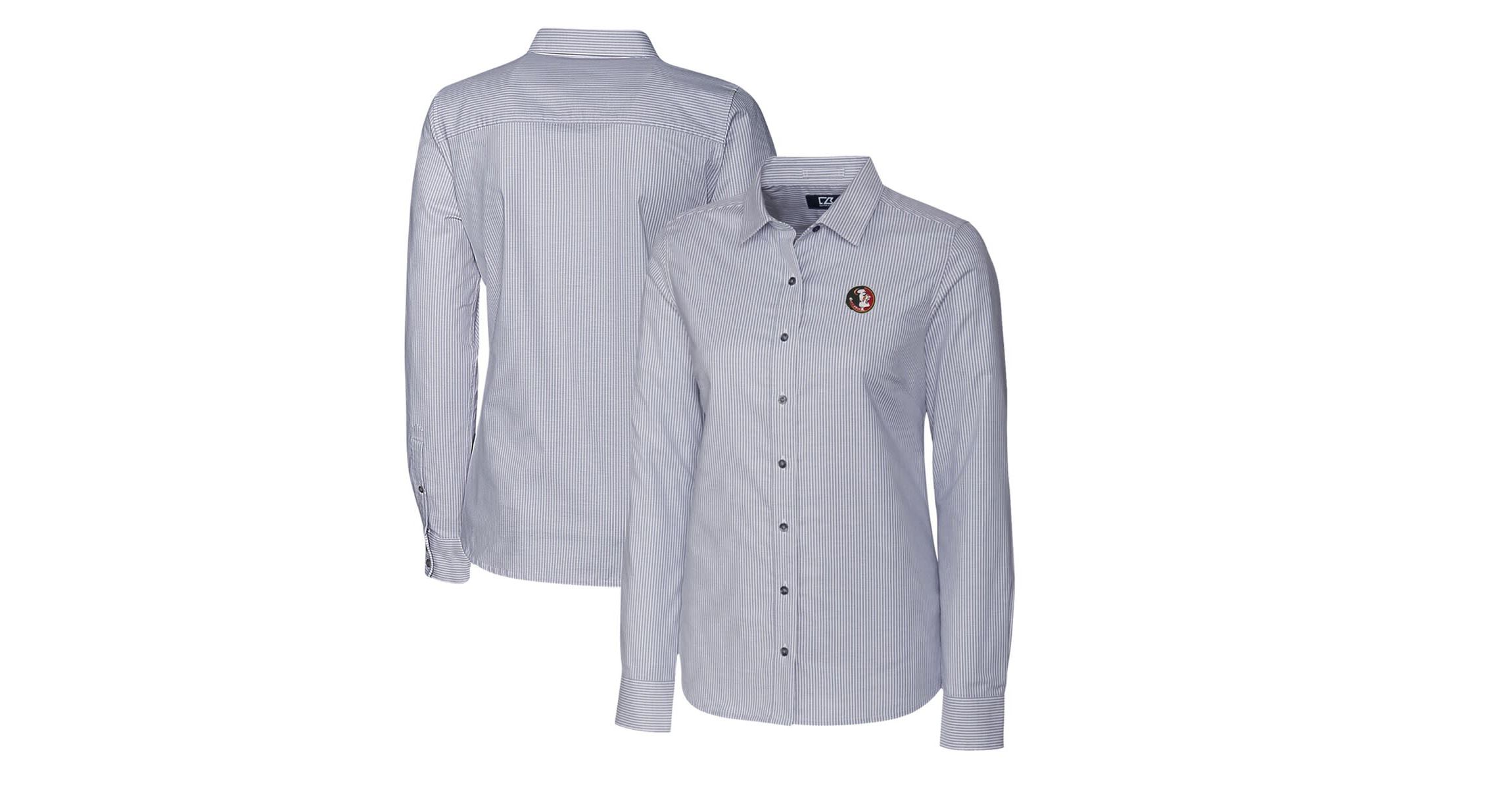 NCAA Florida State Seminoles Oxford Stripe Stretch Long Sleeve Button-Up Shirt