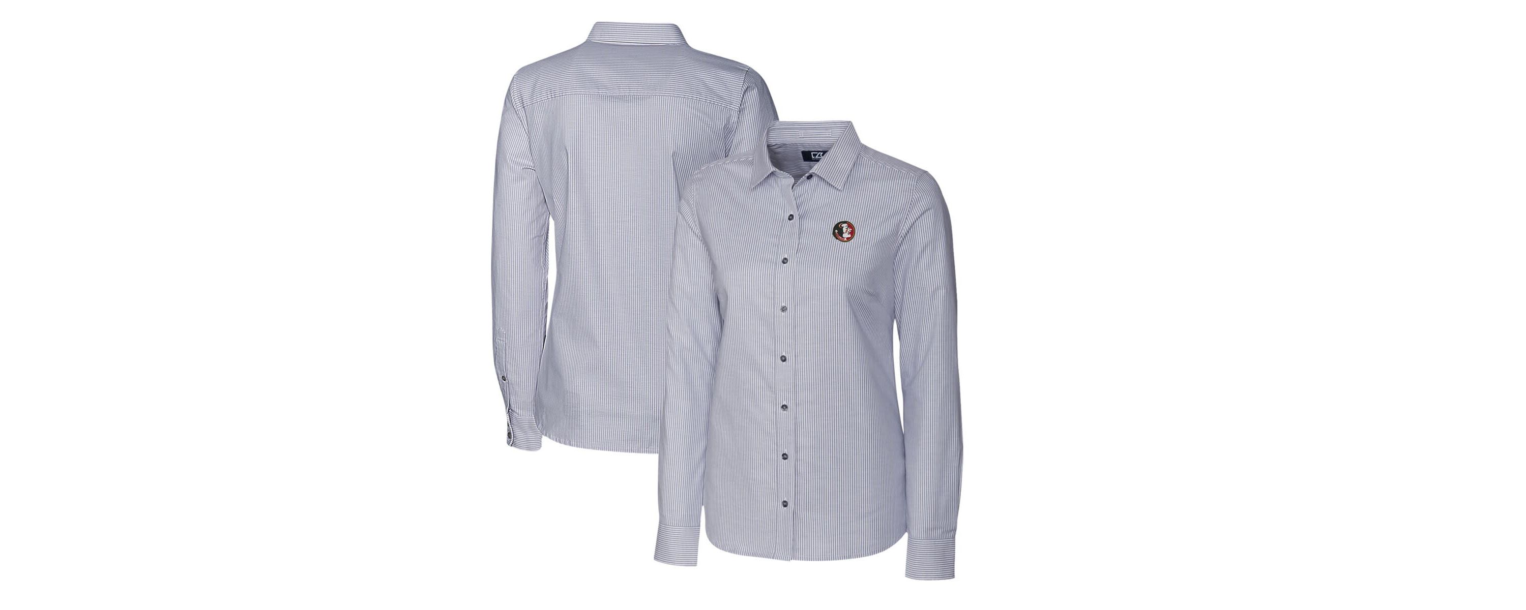 NCAA Florida State Seminoles Oxford Stripe Stretch Long Sleeve Button-Up Shirt