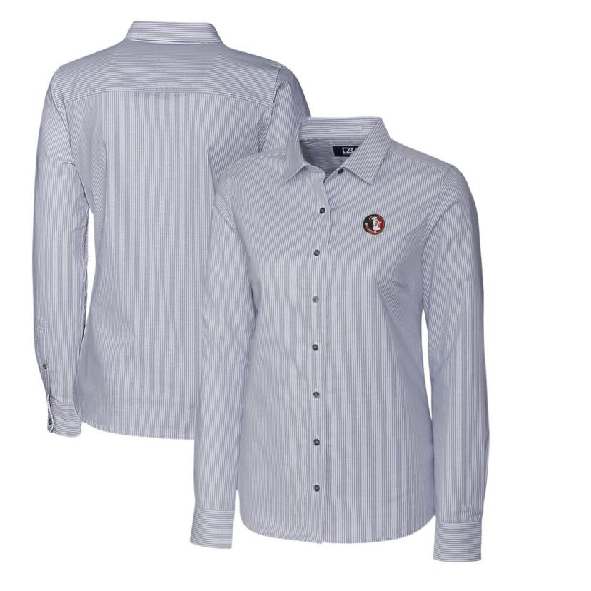 NCAA Florida State Seminoles Oxford Stripe Stretch Long Sleeve Button-Up Shirt
