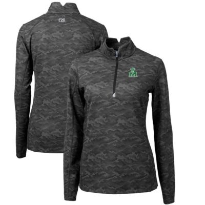 NCAA Marshall Thundering Herd Traverse Print Stretch Quarter-Zip Pullover Top