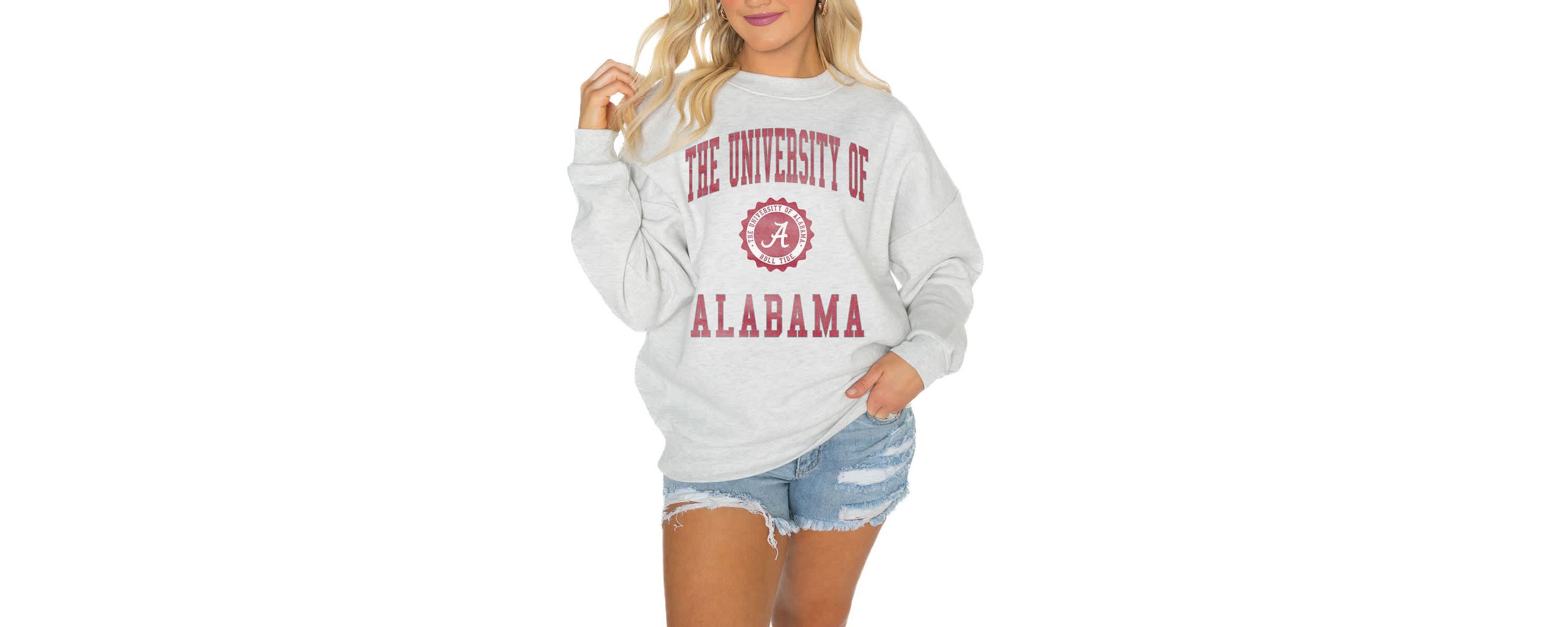 Alabama Crimson Tide NCAA Alabama Tide Oversized Good Vibes Premium Fleece Drop Shoulder Pullover Sweatshirt