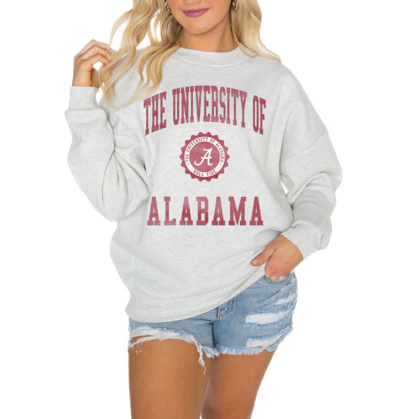 Alabama Crimson Tide NCAA Alabama Tide Oversized Good Vibes Premium Fleece Drop Shoulder Pullover Sweatshirt