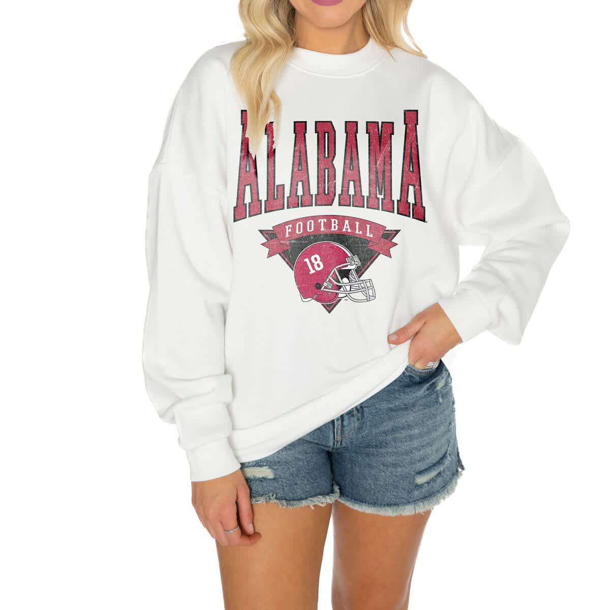 Alabama Crimson Tide NCAA Alabama Tide Oversized Good Vibes Premium Fleece Drop Shoulder Pullover Sweatshirt