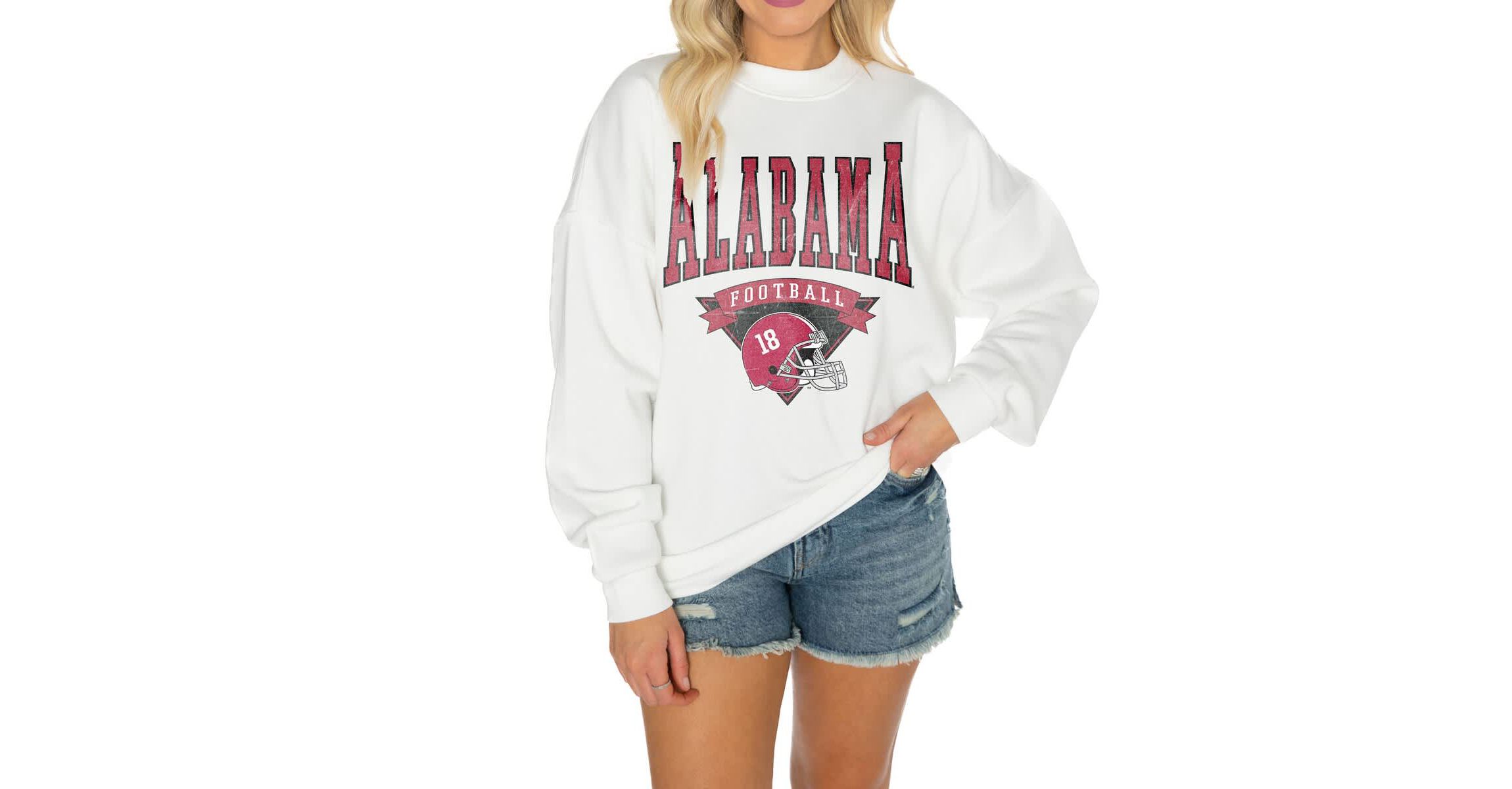Alabama Crimson Tide NCAA Alabama Tide Oversized Good Vibes Premium Fleece Drop Shoulder Pullover Sweatshirt