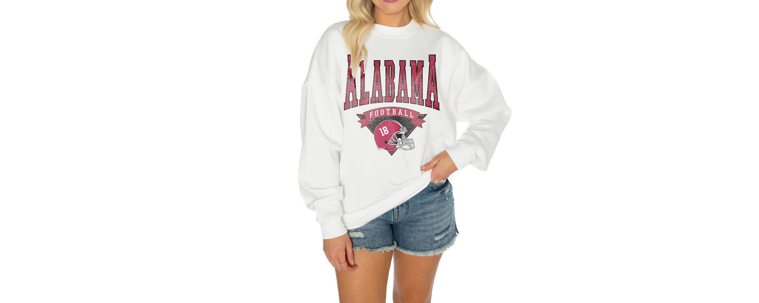 Alabama Crimson Tide NCAA Alabama Tide Oversized Good Vibes Premium Fleece Drop Shoulder Pullover Sweatshirt